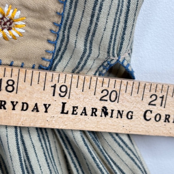 VTG 90s Papy Boez Midi Dress S/M Embroidered Floral Cottage Granny Prairie Bird - Picture 12 of 13